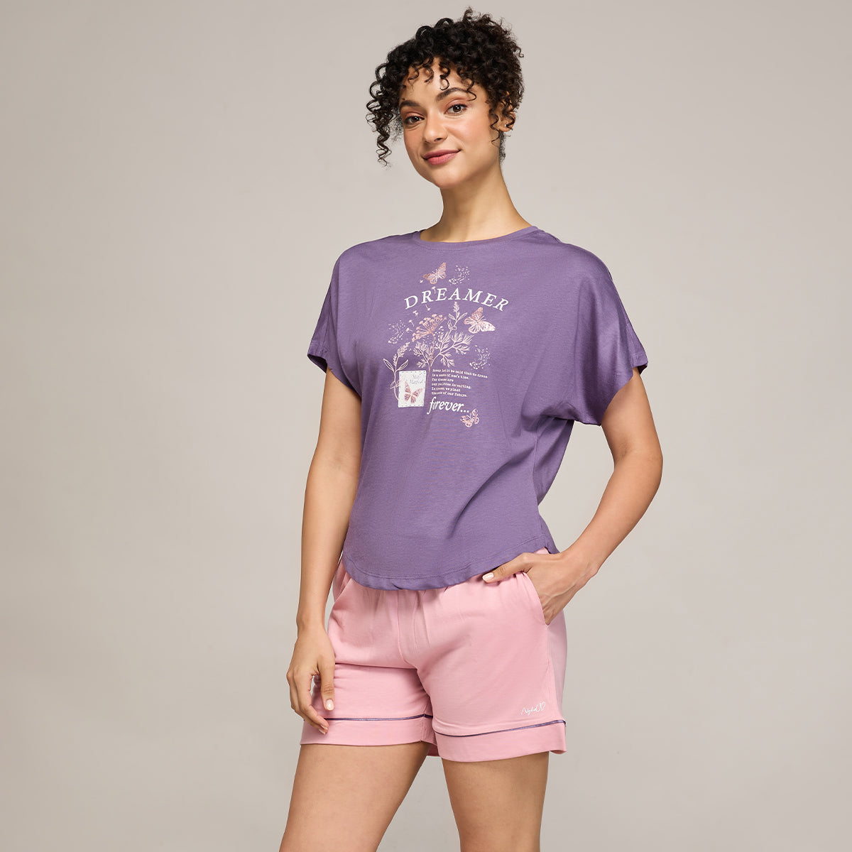 NYKD BY NYKAA BUTTERY SOFT MODAL COTTON SHORTS WITH CLEAN ELASTICATED WAIST & POCKETS NYS912 PINK