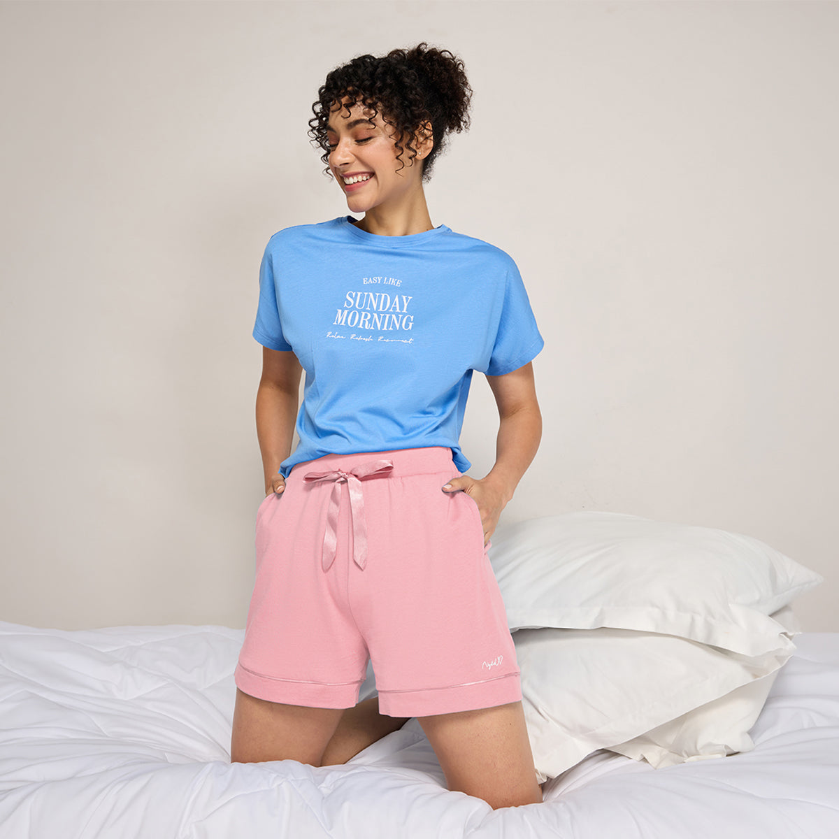 NYKD BY NYKAA BUTTERY SOFT MODAL COTTON SHORTS WITH CLEAN ELASTICATED WAIST & POCKETS NYS912 PINK