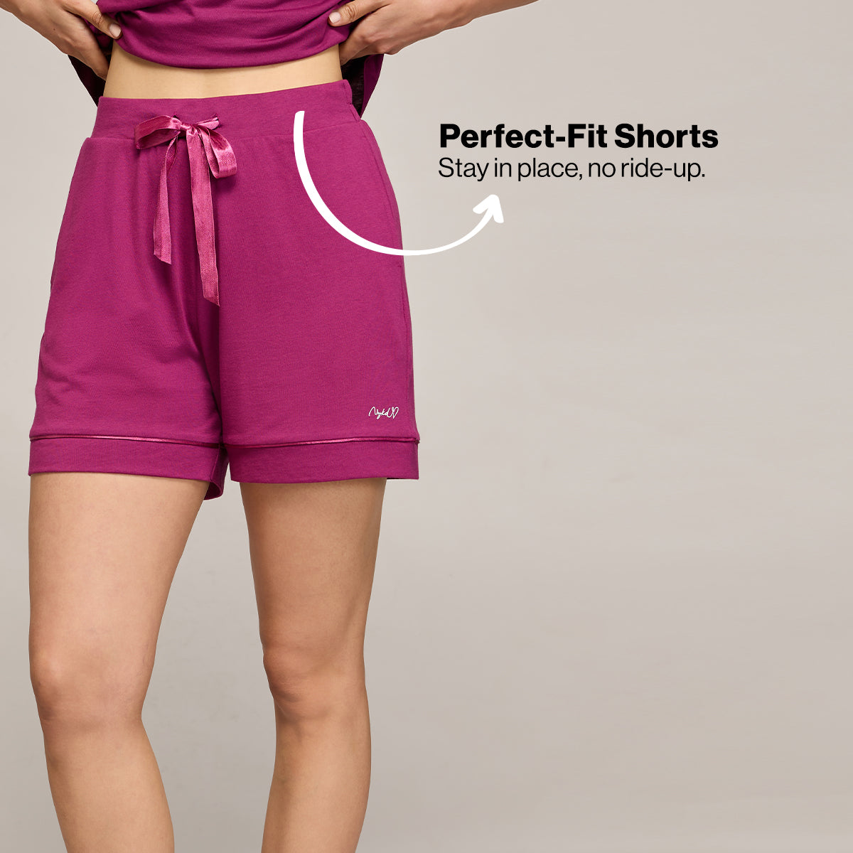 NYKD BY NYKAA BUTTERY SOFT MODAL COTTON SHORTS WITH CLEAN ELASTICATED WAIST & POCKETS NYS912 Wine
