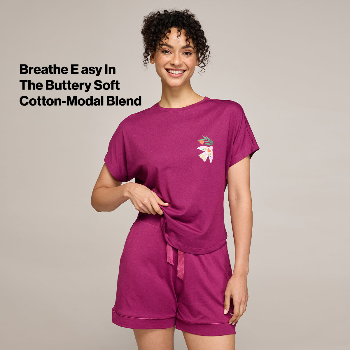 NYKD BY NYKAA BUTTERY SOFT MODAL COTTON SHORTS WITH CLEAN ELASTICATED WAIST & POCKETS NYS912 Wine