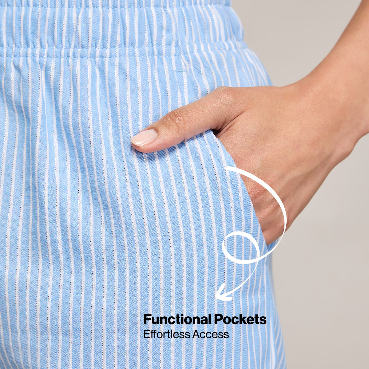 Comfy Cotton Shorts in Relax Fit-NYS914-Blue Stripe