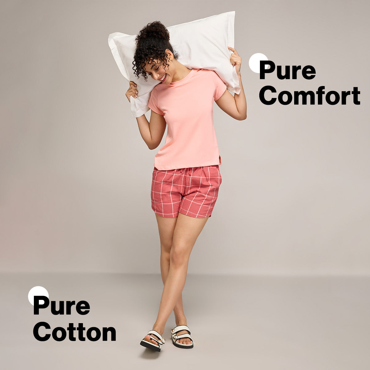 Nykd By Nykaa Essential Cotton Shorts With Pockets & Adjustable Waist Nys914 Brick Check