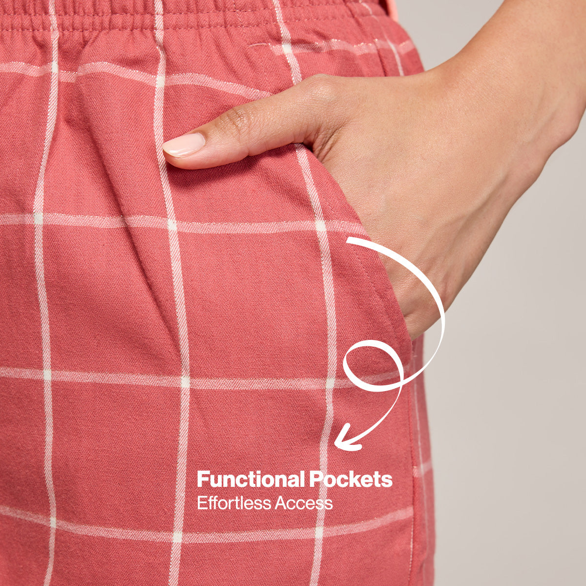 Nykd By Nykaa Essential Cotton Shorts With Pockets & Adjustable Waist Nys914 Brick Check