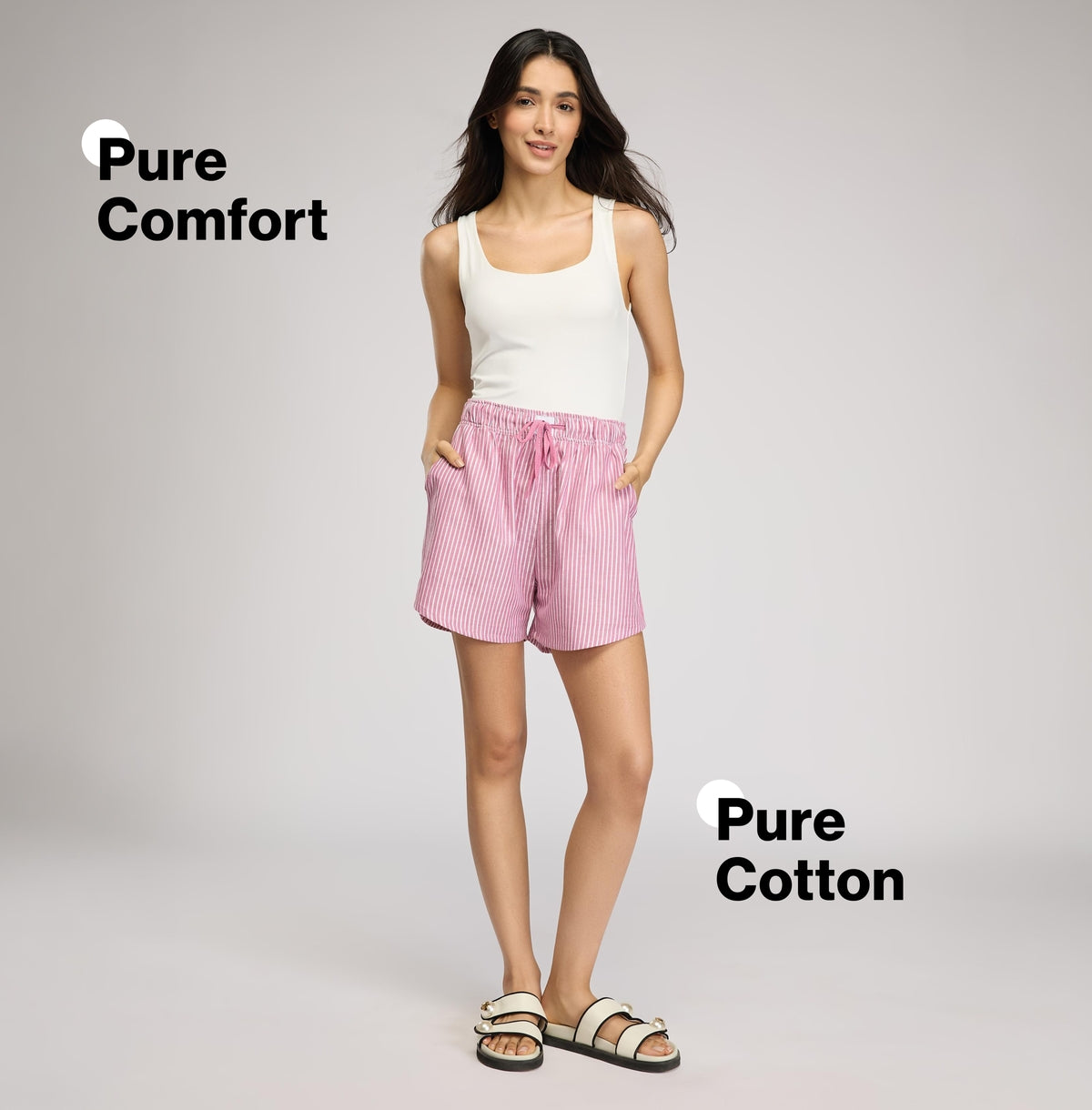 Comfy Cotton Shorts in Relax Fit-NYS914-Grape Stripe