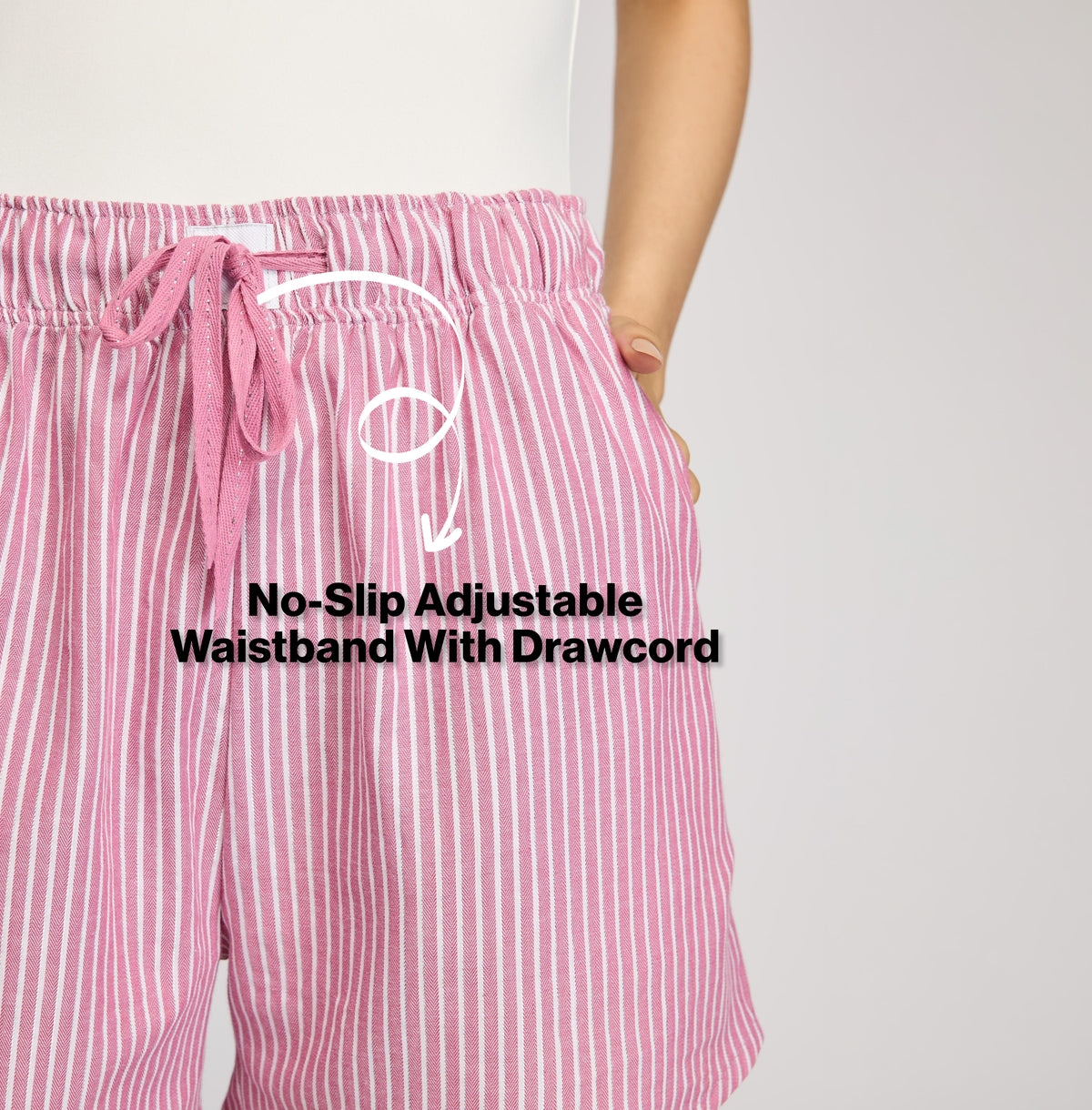 Comfy Cotton Shorts in Relax Fit-NYS914-Grape Stripe