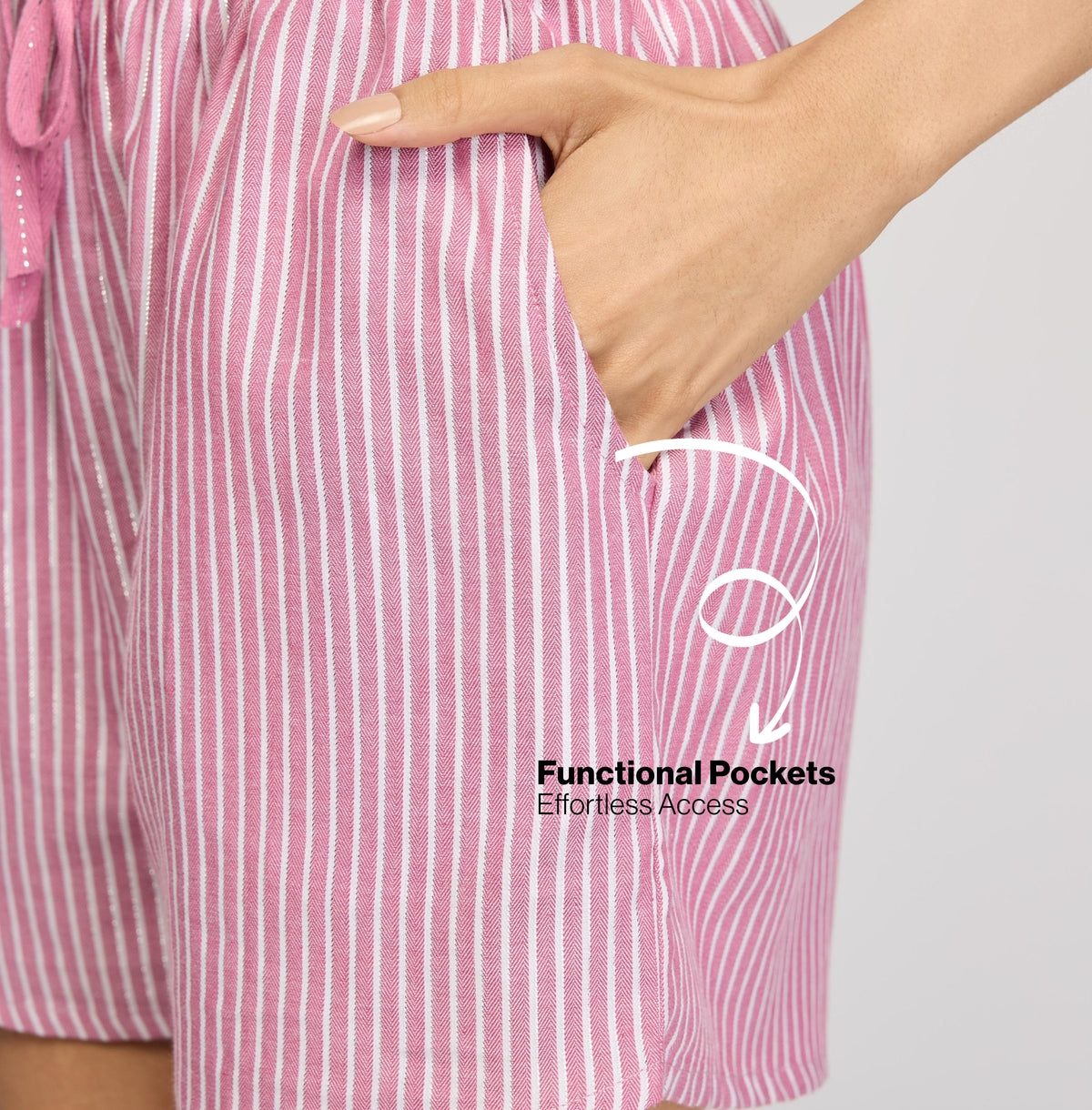 Comfy Cotton Shorts in Relax Fit-NYS914-Grape Stripe