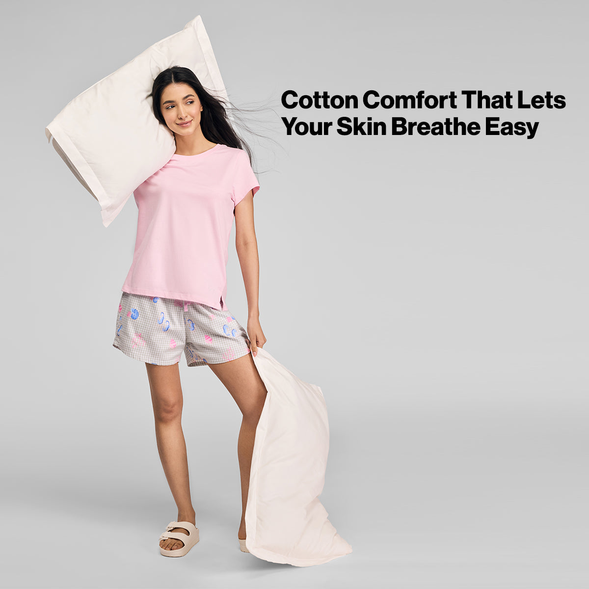 Nykd by Nykaa Essential Cotton Shorts With Pockets & Adjustable Waist Nys914 Pink Coastal