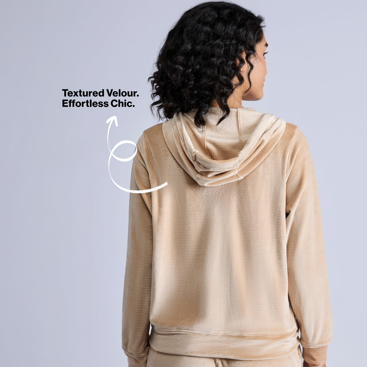 Nykd By Nykaa Cozy Textured Velour Hooded Jacket With Super Soft Brushed Inner Nys918 Beige