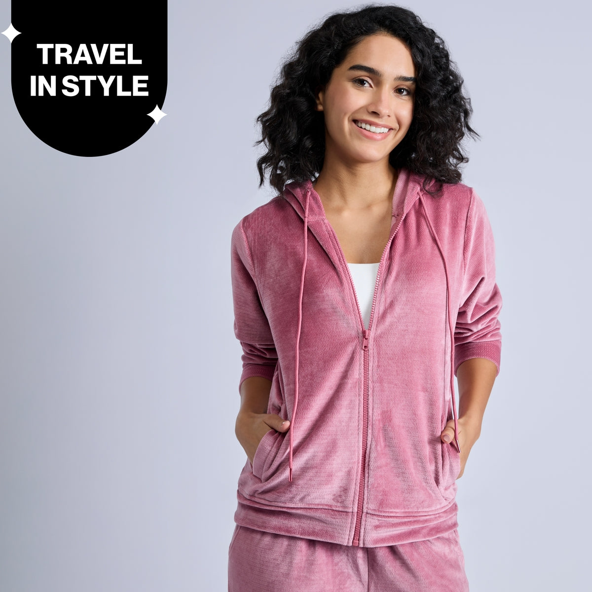 Nykd By Nykaa Cozy Textured Velour Hooded Jacket With Super Soft Brushed Inner Nys918 Pink