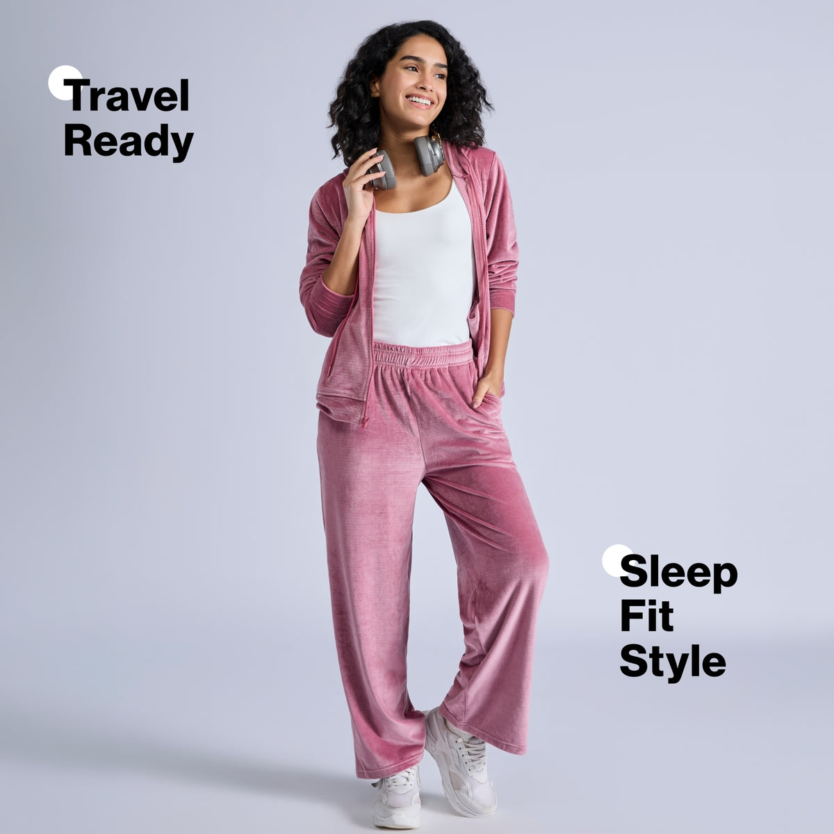 Nykd By Nykaa Cozy Textured Velour Hooded Jacket With Super Soft Brushed Inner Nys918 Pink