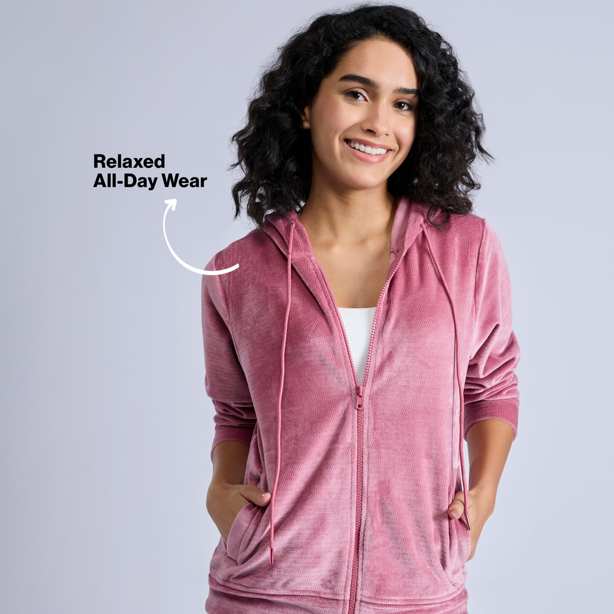 Nykd By Nykaa Cozy Textured Velour Hooded Jacket With Super Soft Brushed Inner Nys918 Pink