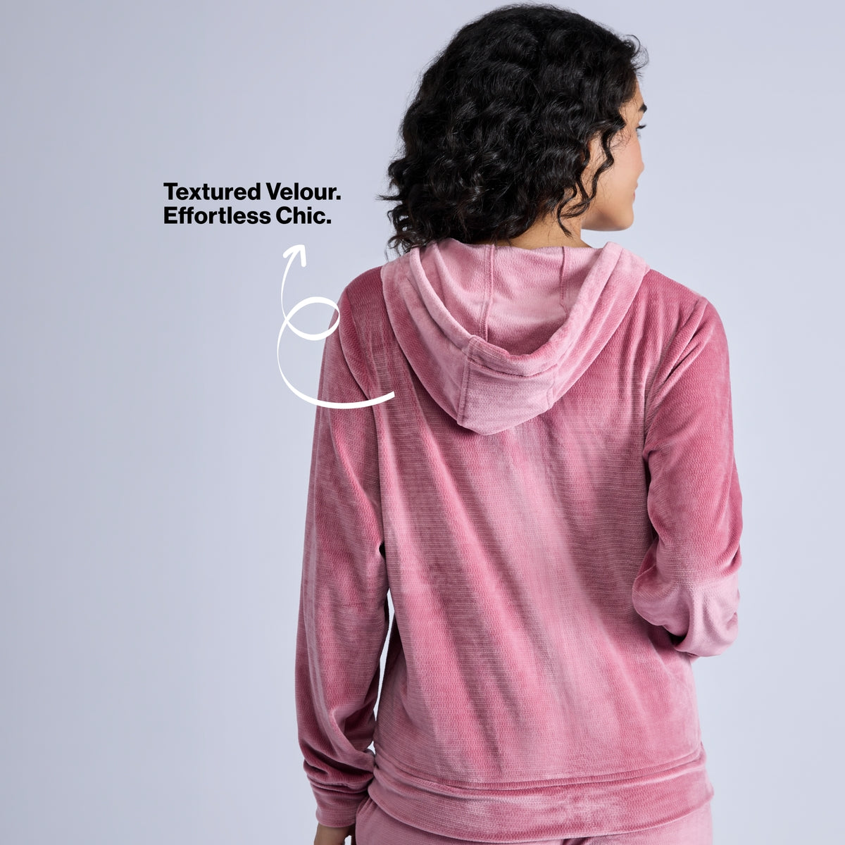 Nykd By Nykaa Cozy Textured Velour Hooded Jacket With Super Soft Brushed Inner Nys918 Pink