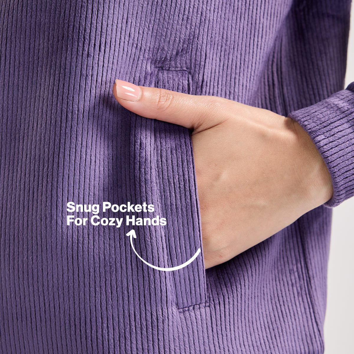 Nykd by Nykaa Velour Hug Hooded Jacket for Women–Soft Winter Wear NYS918-Purple