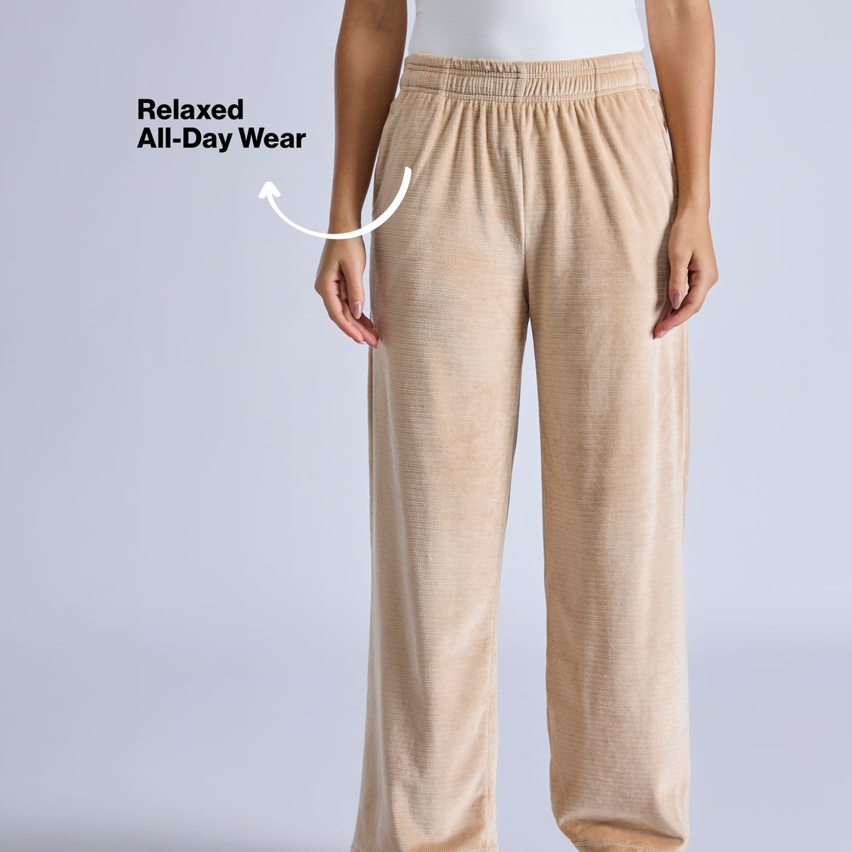 Nykd By Nykaa Cozy Textured Velour Pants With Super Soft Brushed Inner Nys919 Beige