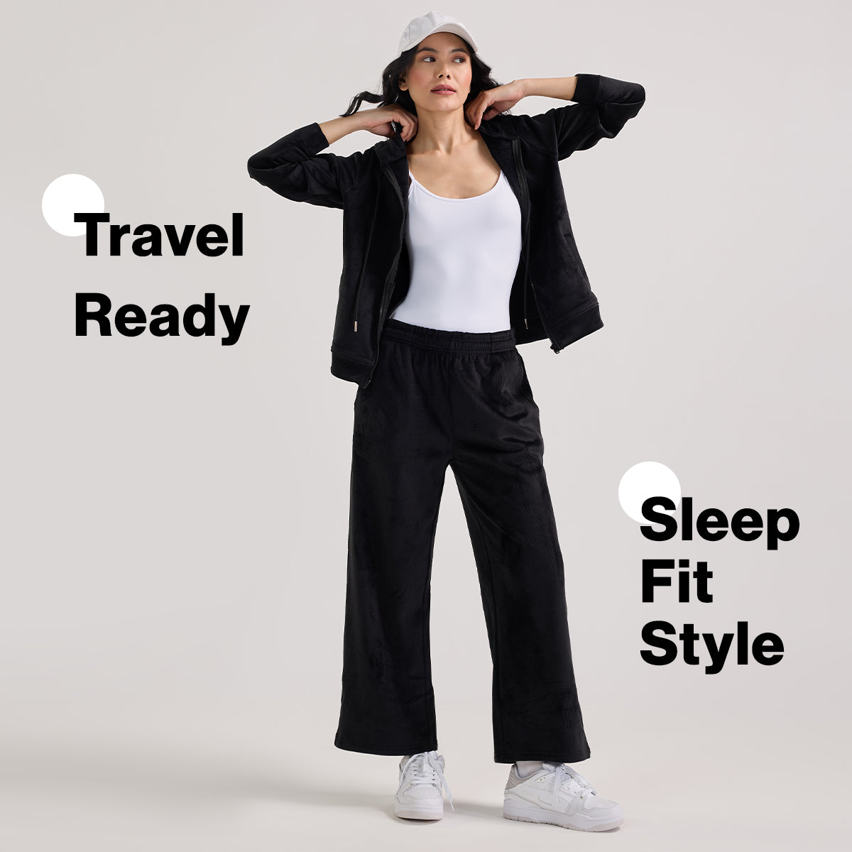 Velour Flared Pants in Super Soft Luxe Texture-NYS919-Black