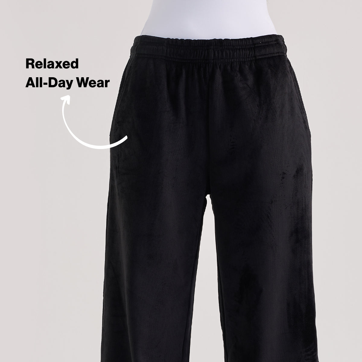 Velour Flared Pants in Super Soft Luxe Texture-NYS919-Black