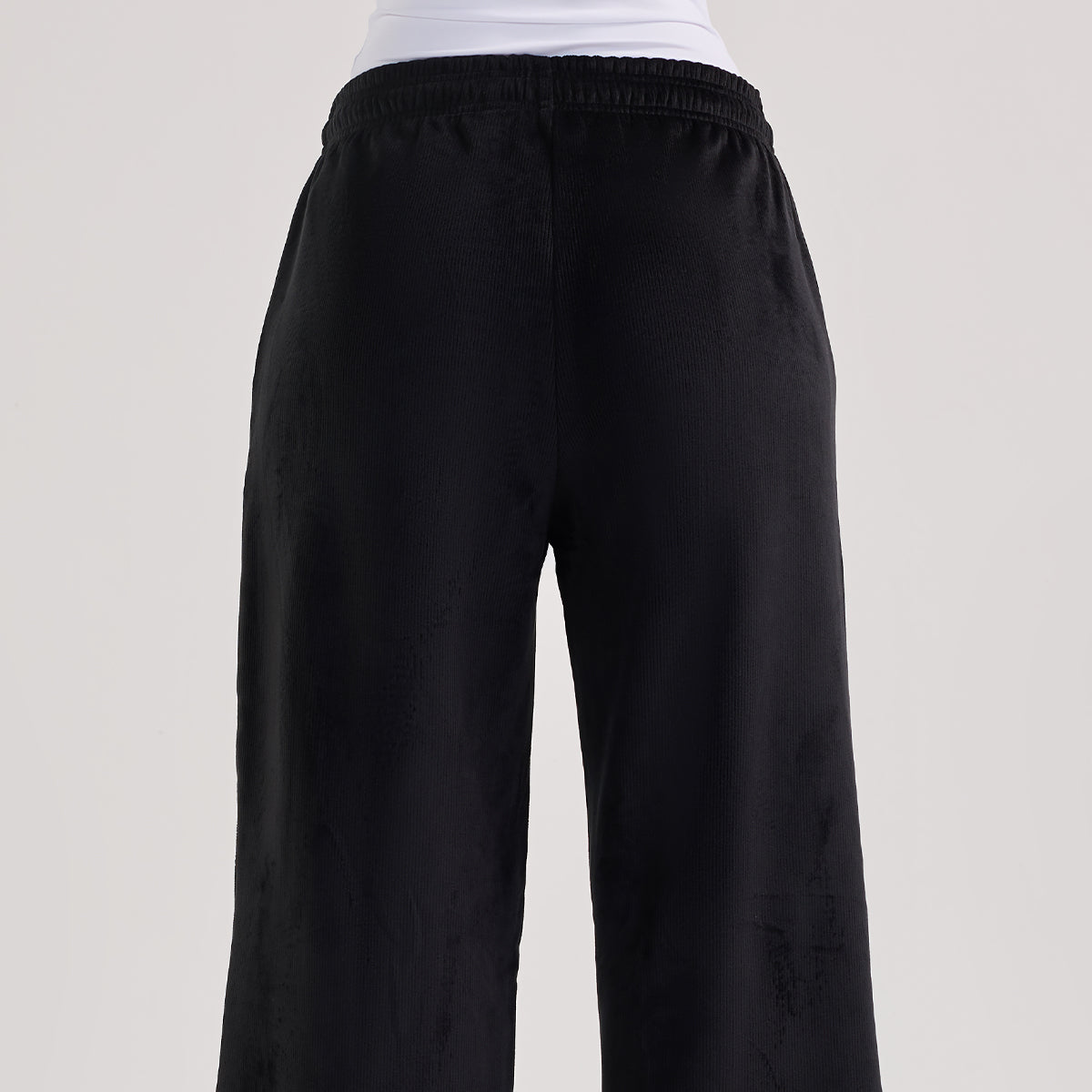 Velour Flared Pants in Super Soft Luxe Texture-NYS919-Black