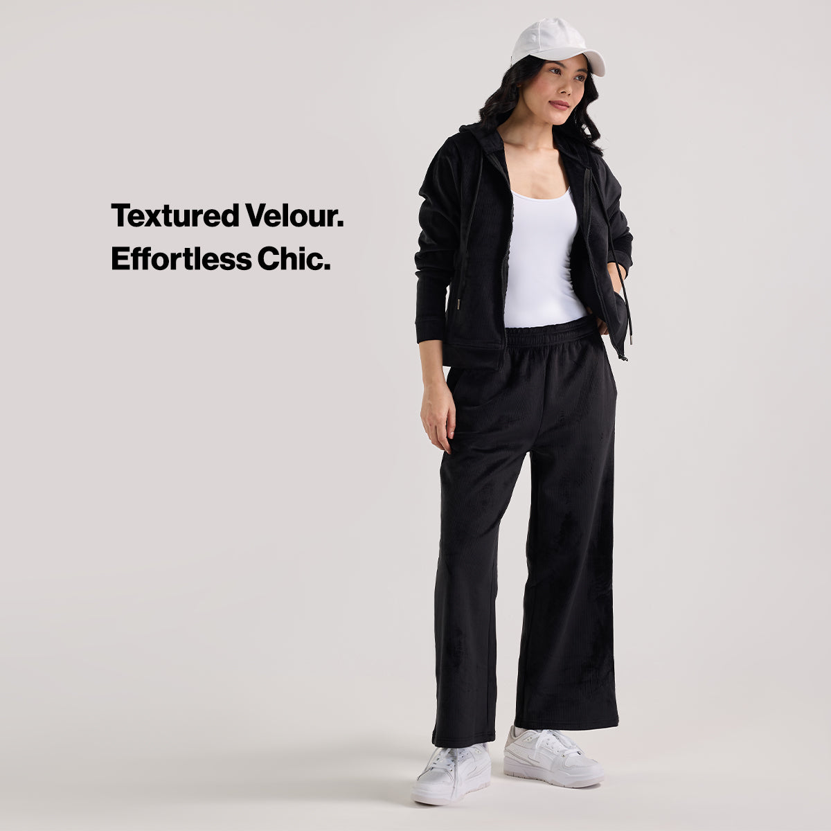 Velour Flared Pants in Super Soft Luxe Texture-NYS919-Black