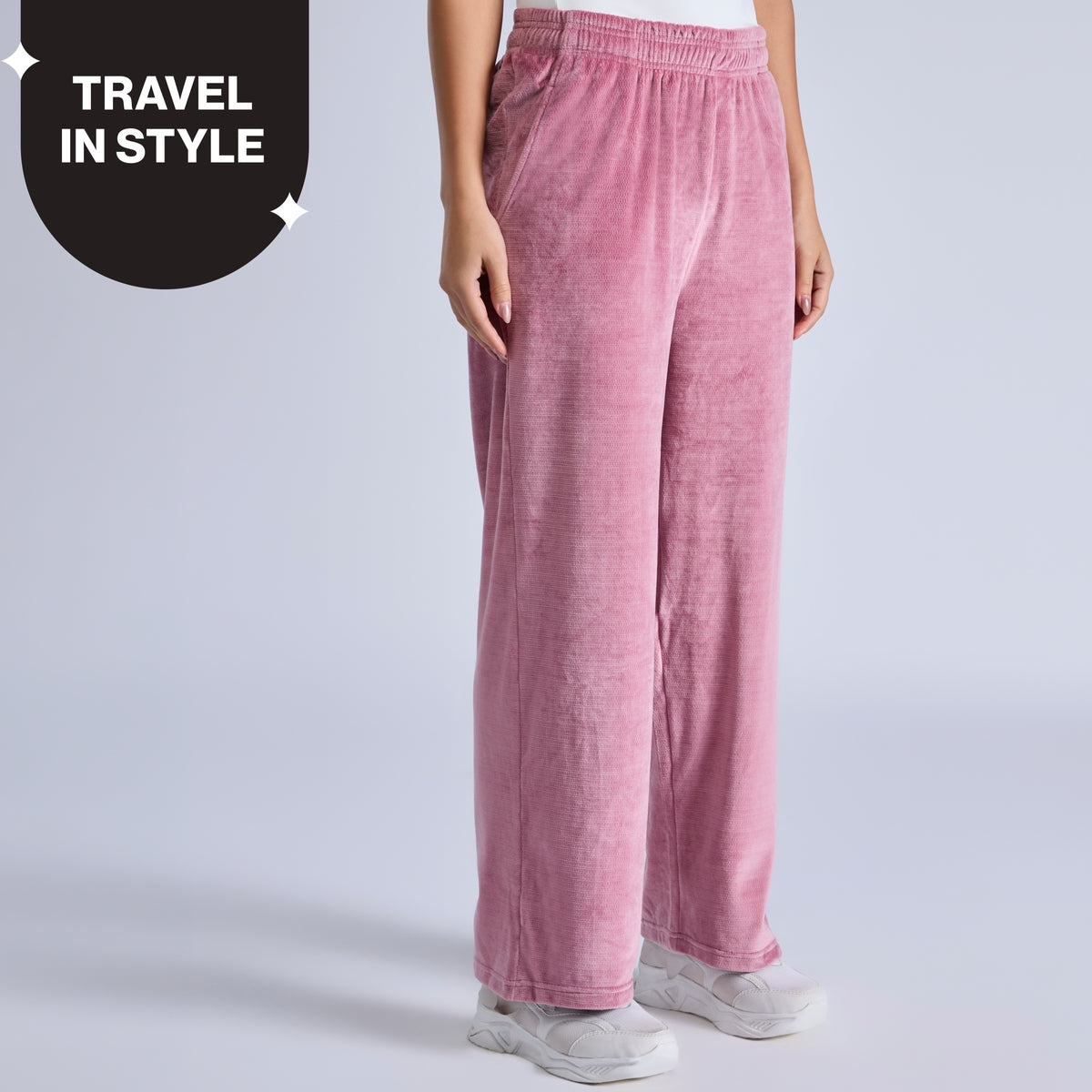 Nykd By Nykaa Cozy Textured Velour Pants With Super Soft Brushed Inner Nys919 Pink