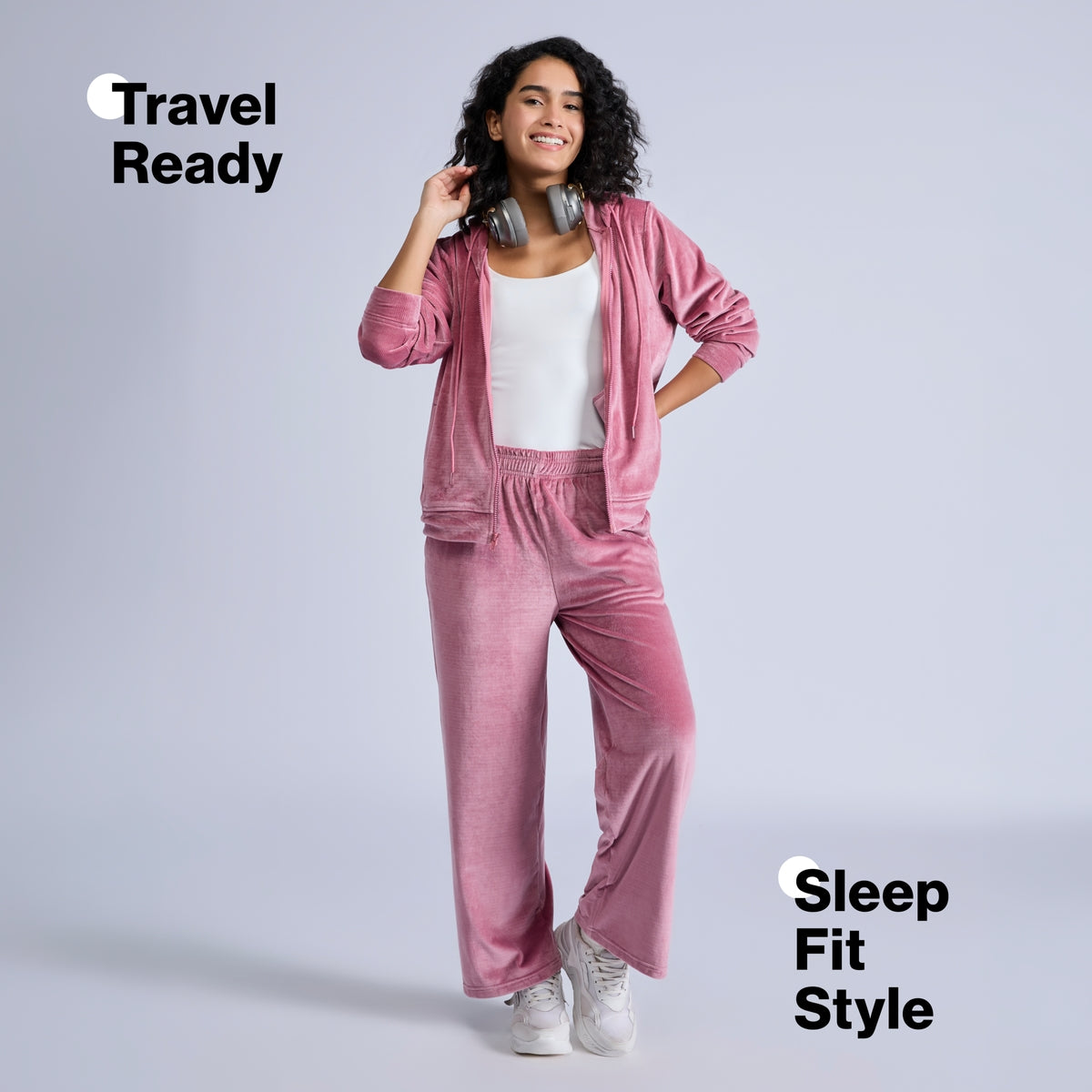 Nykd By Nykaa Cozy Textured Velour Pants With Super Soft Brushed Inner Nys919 Pink
