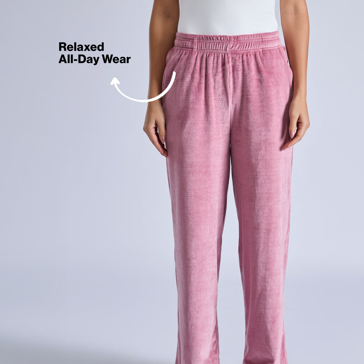 Nykd By Nykaa Cozy Textured Velour Pants With Super Soft Brushed Inner Nys919 Pink