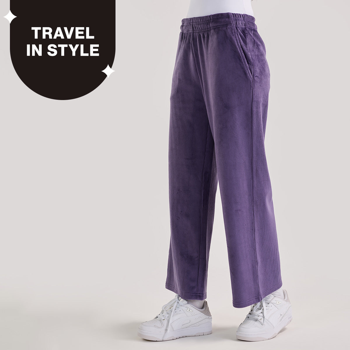 Nykd by Nykaa Velour Hug Lounge Pants for Women–Super Soft Pajamas NYS919-Purple