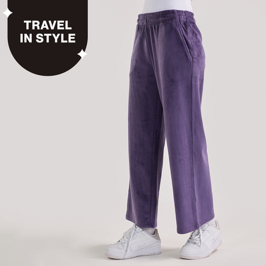 Nykd by Nykaa Velour Hug Lounge Pants for Women–Super Soft Pajamas NYS919-Purple
