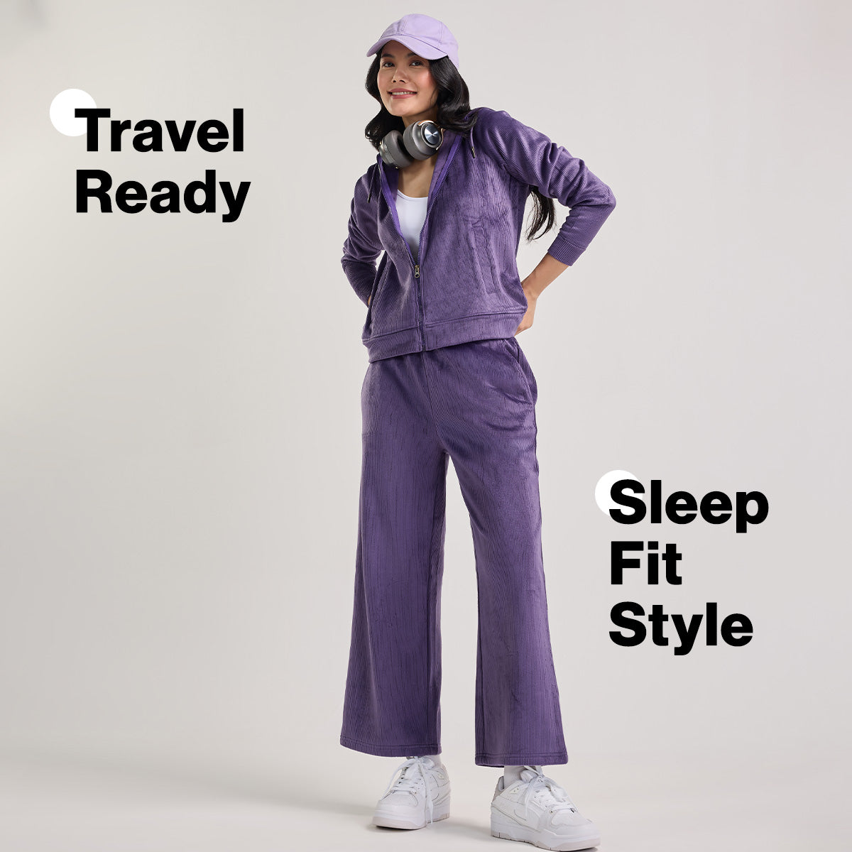 Nykd by Nykaa Velour Hug Lounge Pants for Women–Super Soft Pajamas NYS919-Purple