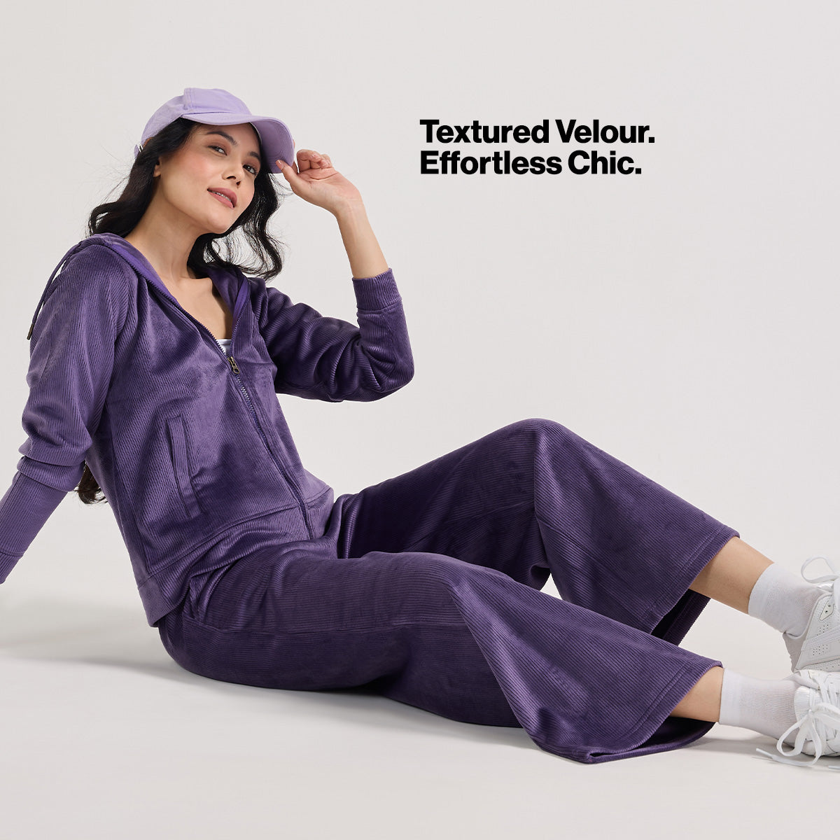 Nykd by Nykaa Velour Hug Lounge Pants for Women–Super Soft Pajamas NYS919-Purple