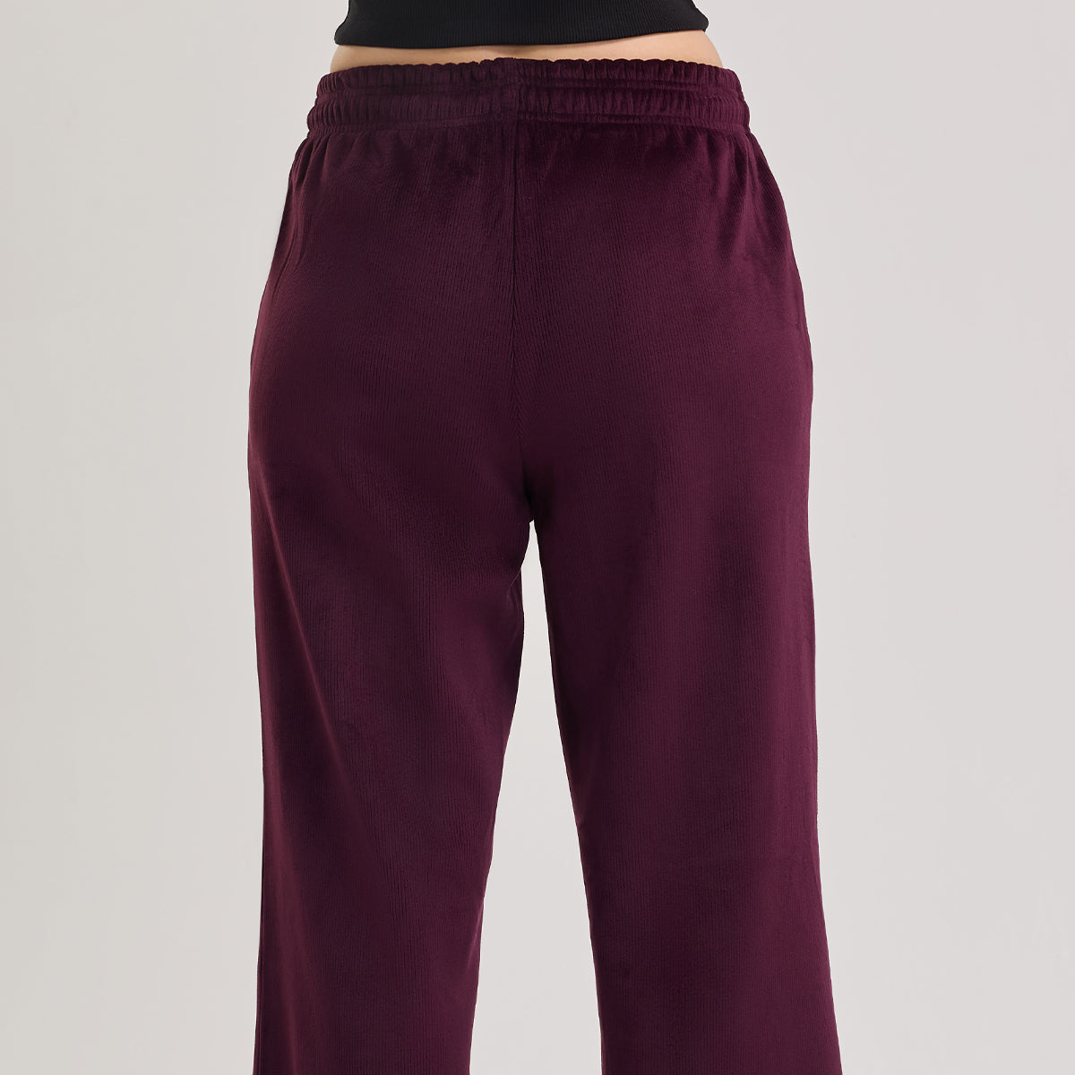 Velour Flared Pants in Super Soft Luxe Texture-NYS919-Wine