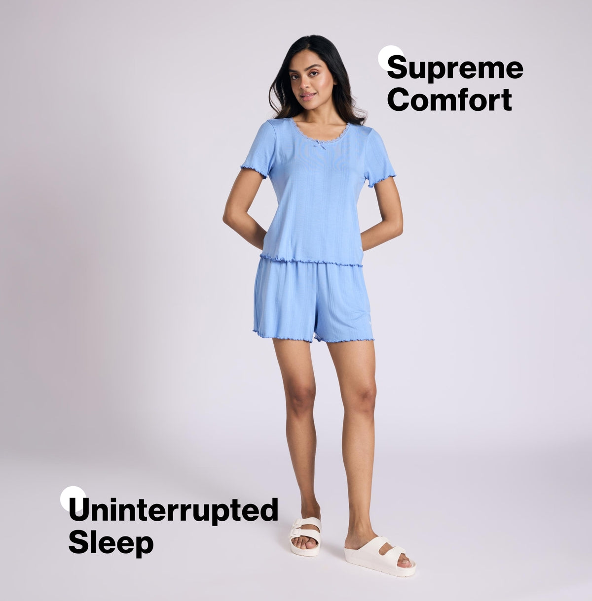 Nykd By Nykaa Sumptuously Soft Modal Pointelle Textured Baby Top NYS923 Blue