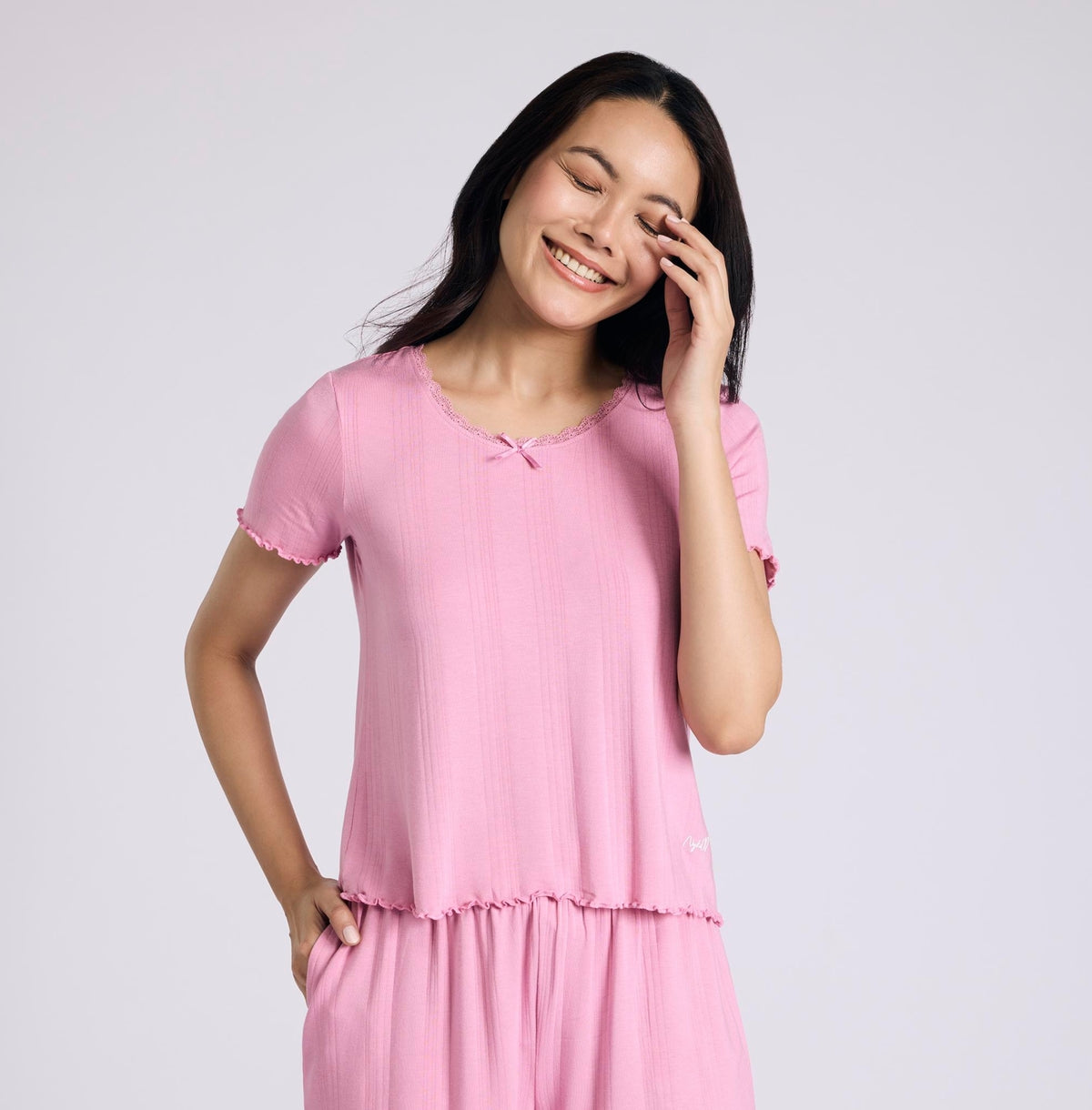 Nykd By Nykaa Sumptuously Soft Modal Pointelle Textured Baby Top NYS923 Pink