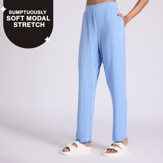 Nykd By Nykaa Sumptuously Soft Modal Pointelle Textured Pyjamas Nys925 Blue