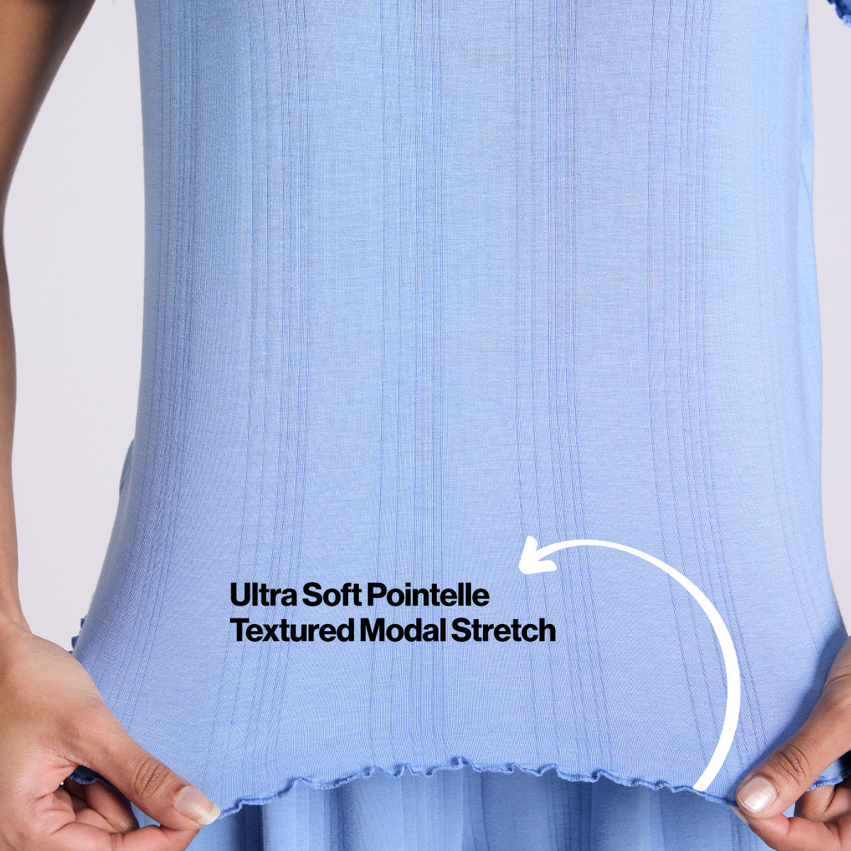 Nykd By Nykaa Sumptuously Soft Modal Pointelle Textured Pyjamas Nys925 Blue
