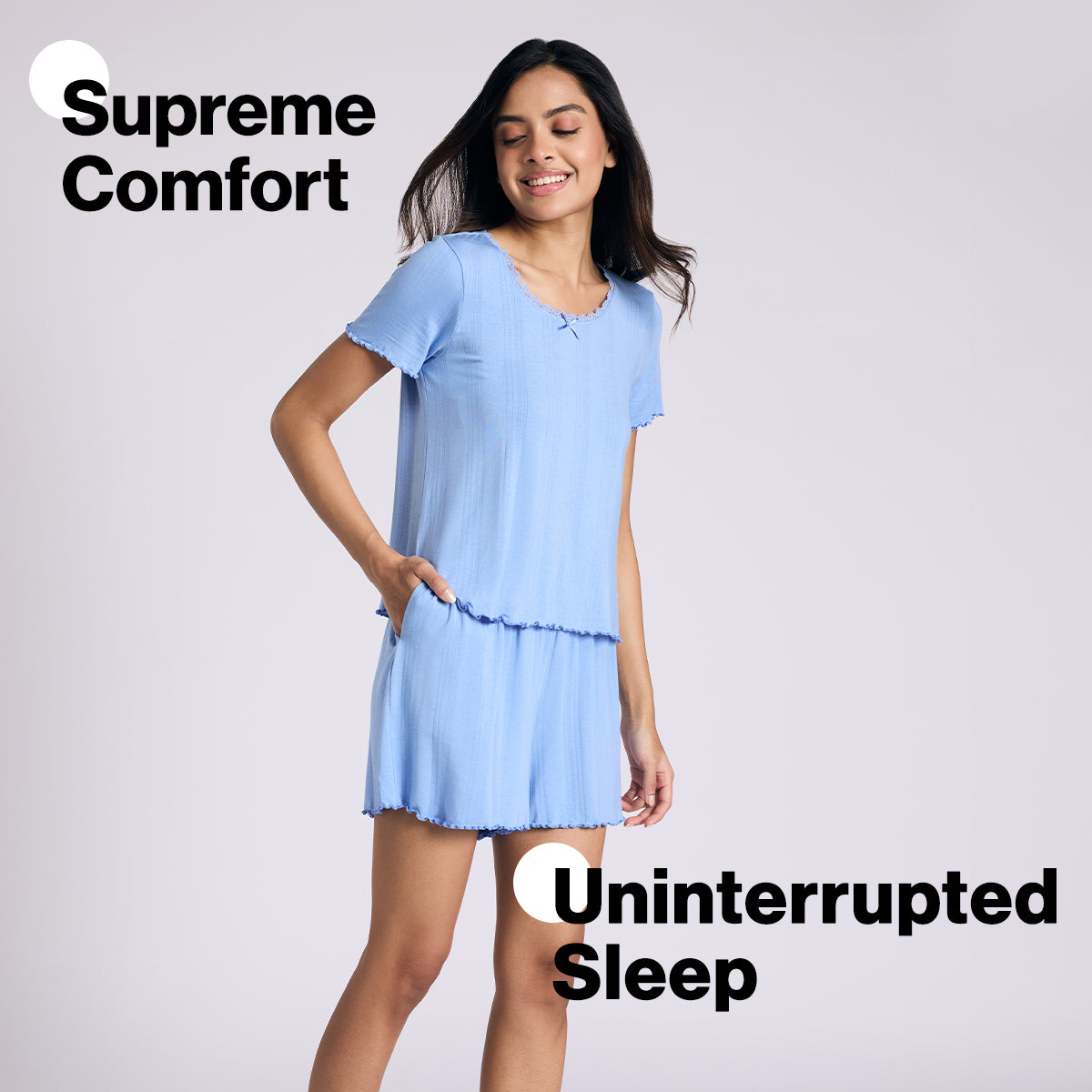 Nykd By Nykaa Sumptuously Soft Modal Pointelle Textured Shorts Nys924 Blue