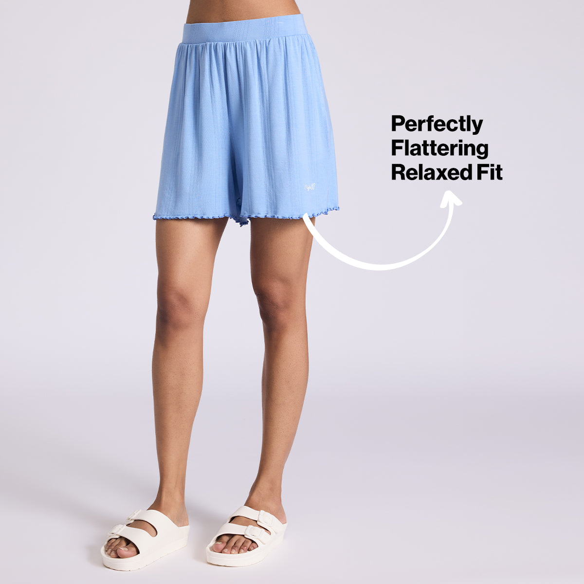 Nykd By Nykaa Sumptuously Soft Modal Pointelle Textured Shorts Nys924 Blue
