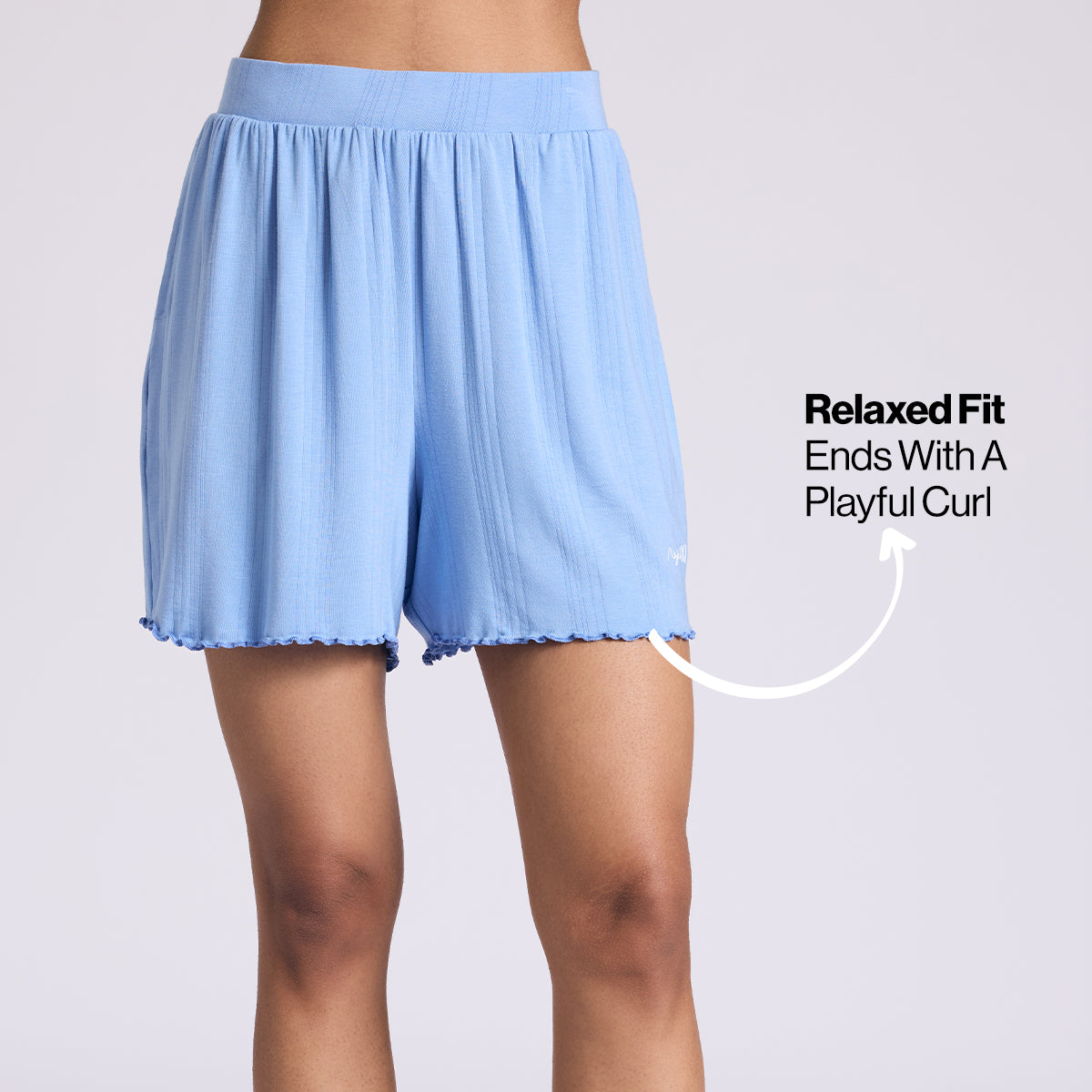 Nykd By Nykaa Sumptuously Soft Modal Pointelle Textured Shorts Nys924 Blue
