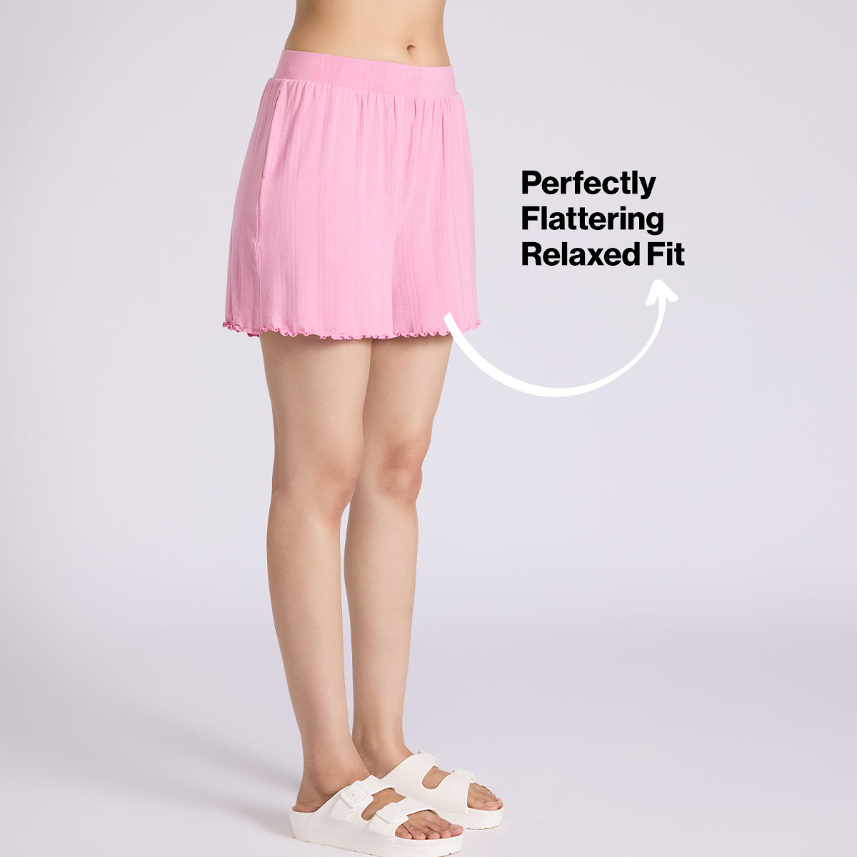 Nykd By Nykaa Sumptuously Soft Modal Pointelle Textured Shorts Nys924 Pink