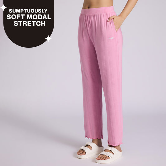 Nykd By Nykaa Sumptuously Soft Modal Pointelle Textured Pyjamas Nys925 Pink