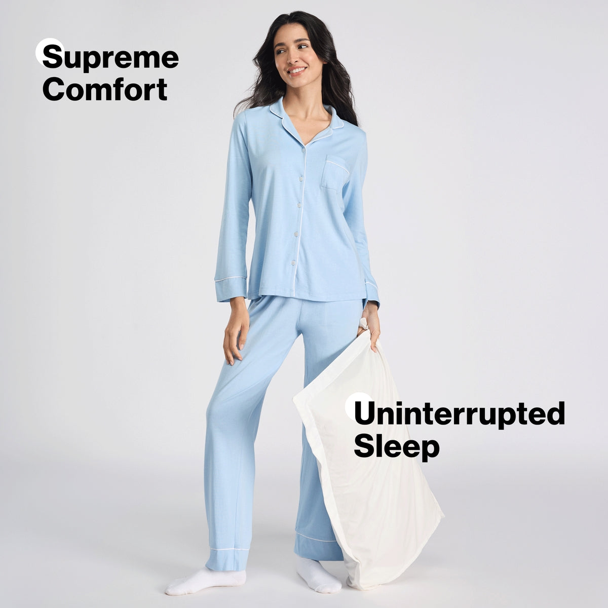 Nykd By Nykaa Buttery Soft Cotton Modal Button-Down Pyjama Set Of 2 NYS926 Blue