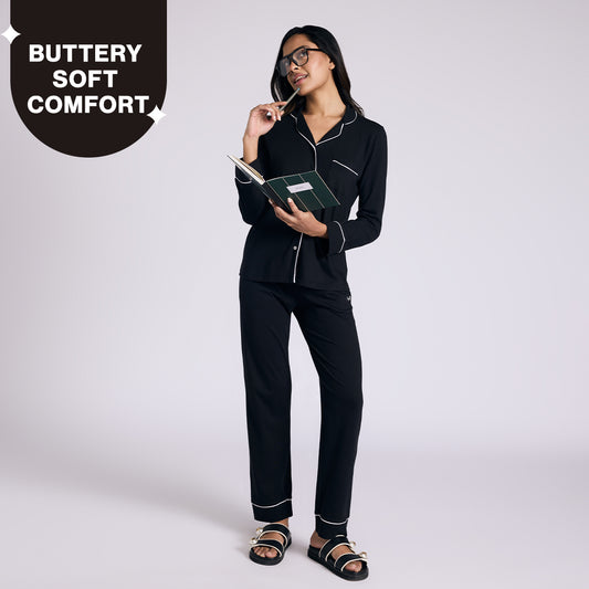 Nykd By Nykaa Buttery Soft Cotton Modal Button-Down Pyjama Set Of 2 Nys926 Black