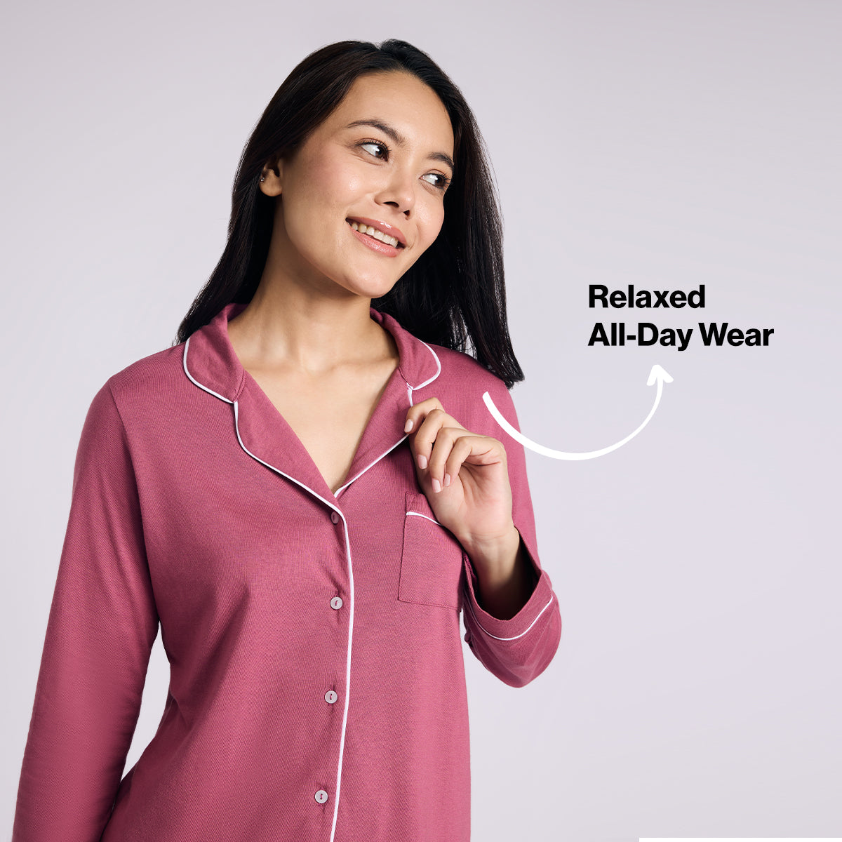 Nykd By Nykaa Buttery Soft Cotton Modal Button-Down Pyjama Set Of 2 Nys926 Dusty Pink