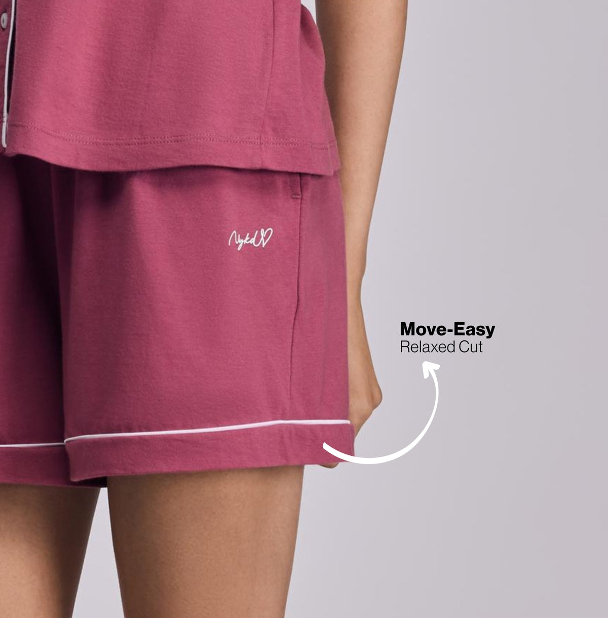 Nykd By Nykaa Buttery Soft Cotton Modal Button-Down Shorts Set Of 2 Nys927 Dusty Pink
