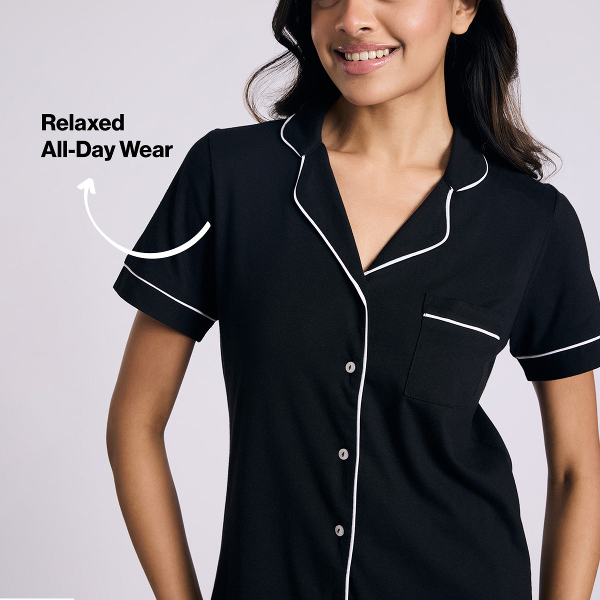 Nykd By Nykaa Buttery Soft Cotton Modal Button-Down Shorts Set Of 2 Nys927 Black