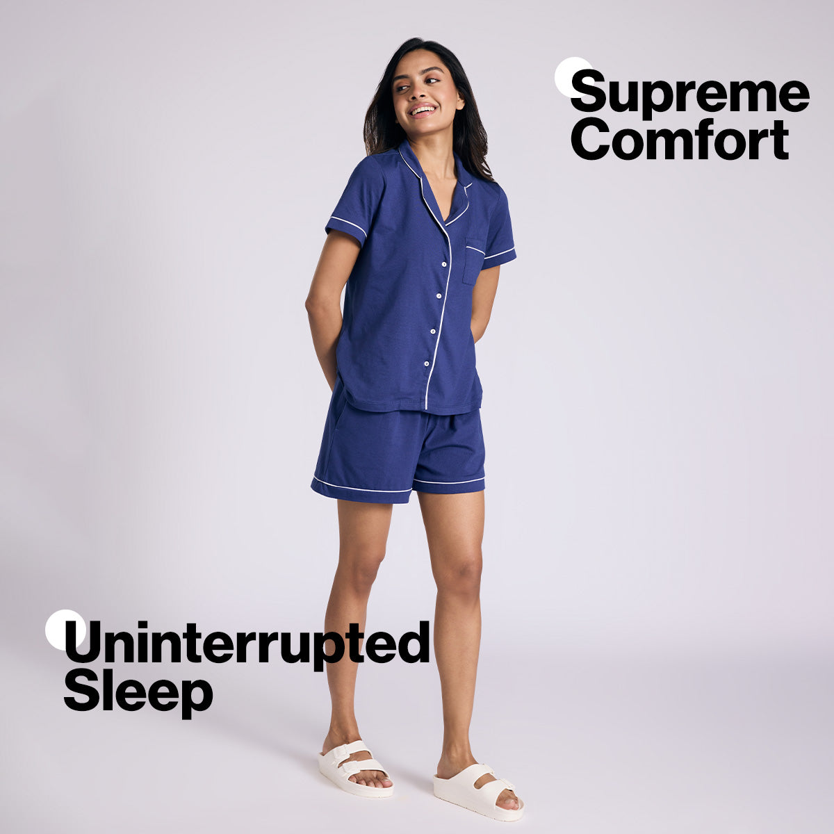 Nykd By Nykaa Buttery Soft Cotton Modal Button-Down Shorts Set Of 2 Nys927 Navy