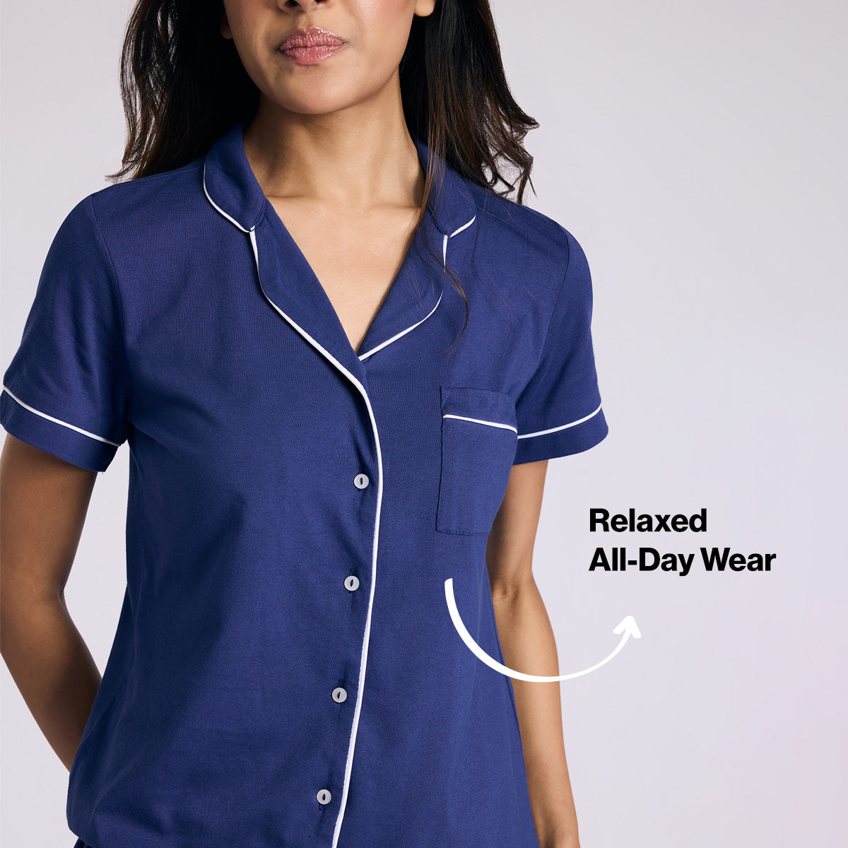 Nykd By Nykaa Buttery Soft Cotton Modal Button-Down Shorts Set Of 2 Nys927 Navy