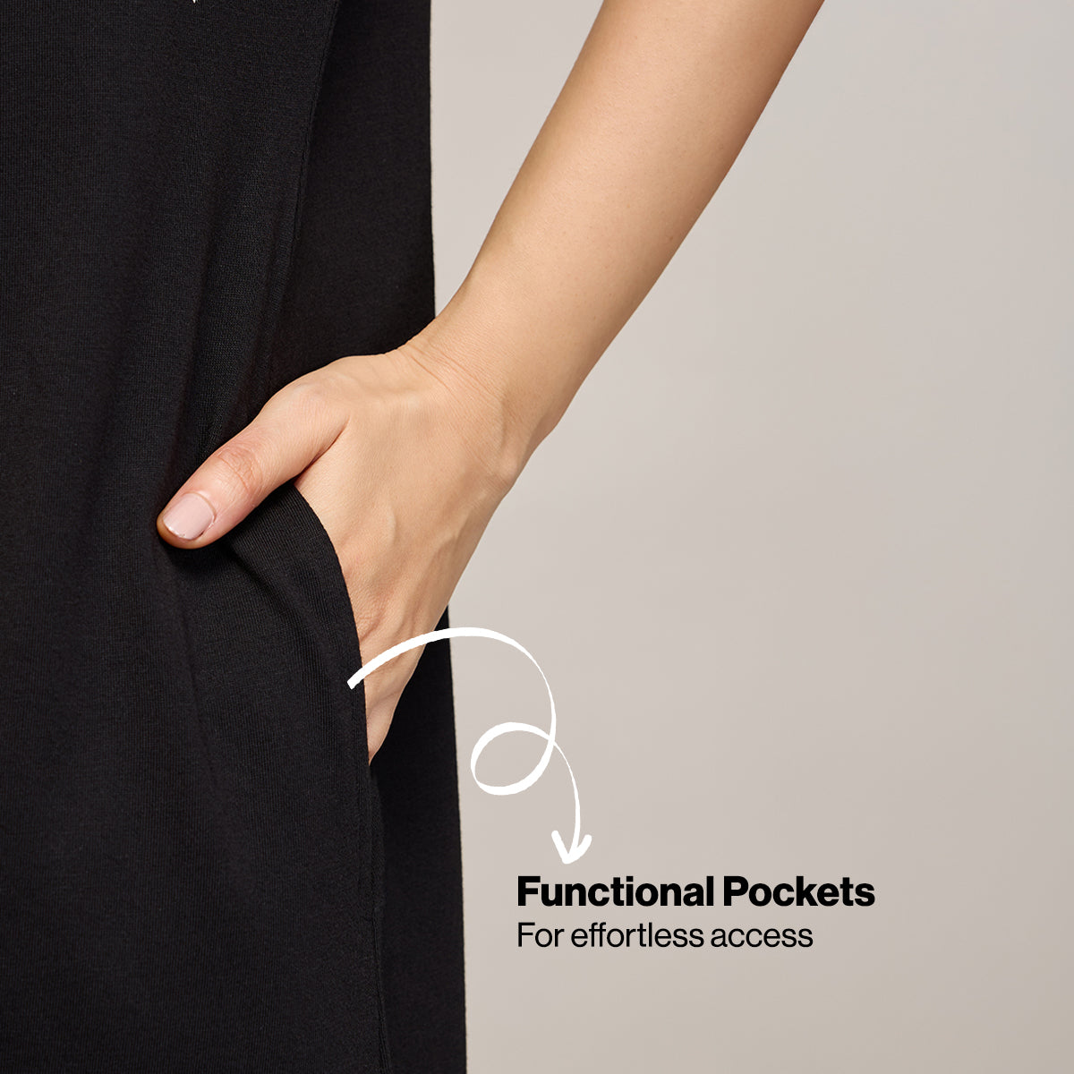 NYKD BY NYKAA BUTTERY SOFT MODAL COTTON DRESS WITH EXTENDED ROLL UP SLEEVES NYS929 BLACK