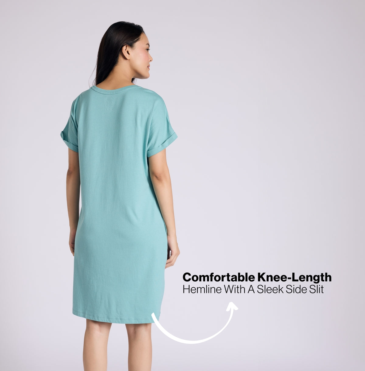 "Nykd by Nykaa Buttery Soft Modal Cotton Dress With Extended Roll Up Sleeves Nys929 Green Coffee"