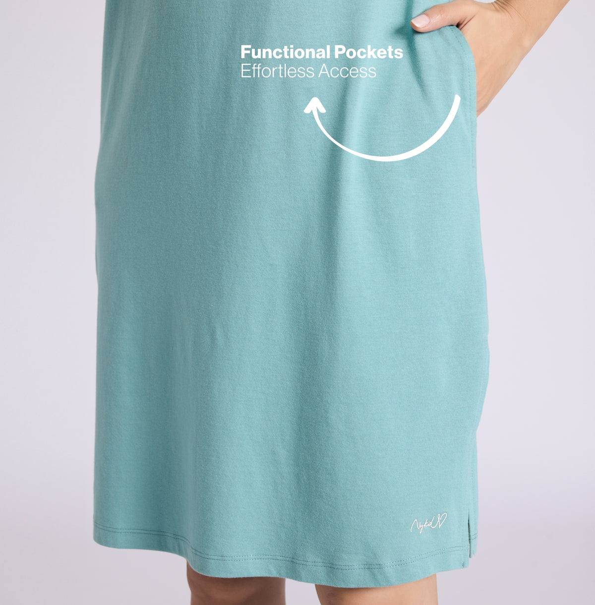 "Nykd by Nykaa Buttery Soft Modal Cotton Dress With Extended Roll Up Sleeves Nys929 Green Coffee"