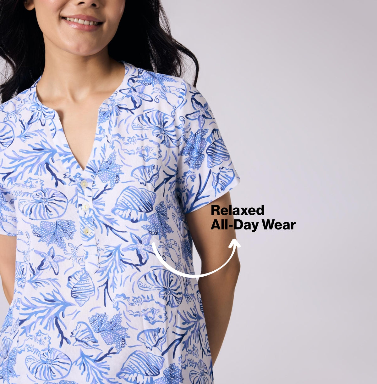 Nykd by Nykaa Breezy Rayon Shorts Coord Set With Flattering High Low Hem Top Nys930 Blue Nautical